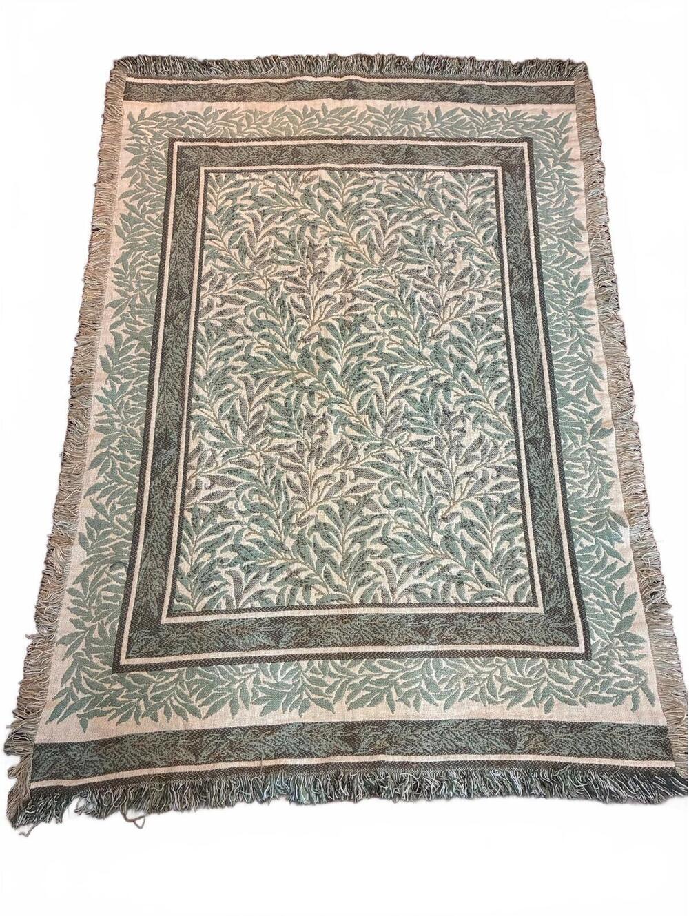 Vintage Woven Tapestry Blanket | 1990s Goodwin Weavers Style (no tag) Sage Green